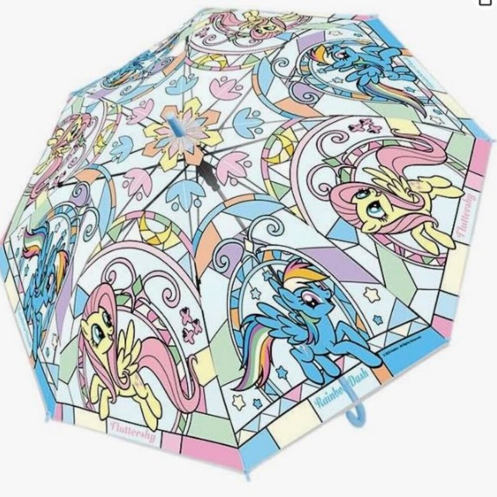 Hasbro  My Little Pony Transparent Auto Open 8 Fiberglass Ribs Stick Umbrella.